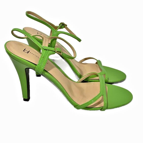 BOSTON DESIGN STUDIO Sandals US 9M Strappy Lime Green Patent Finish High Heels - Picture 2 of 8